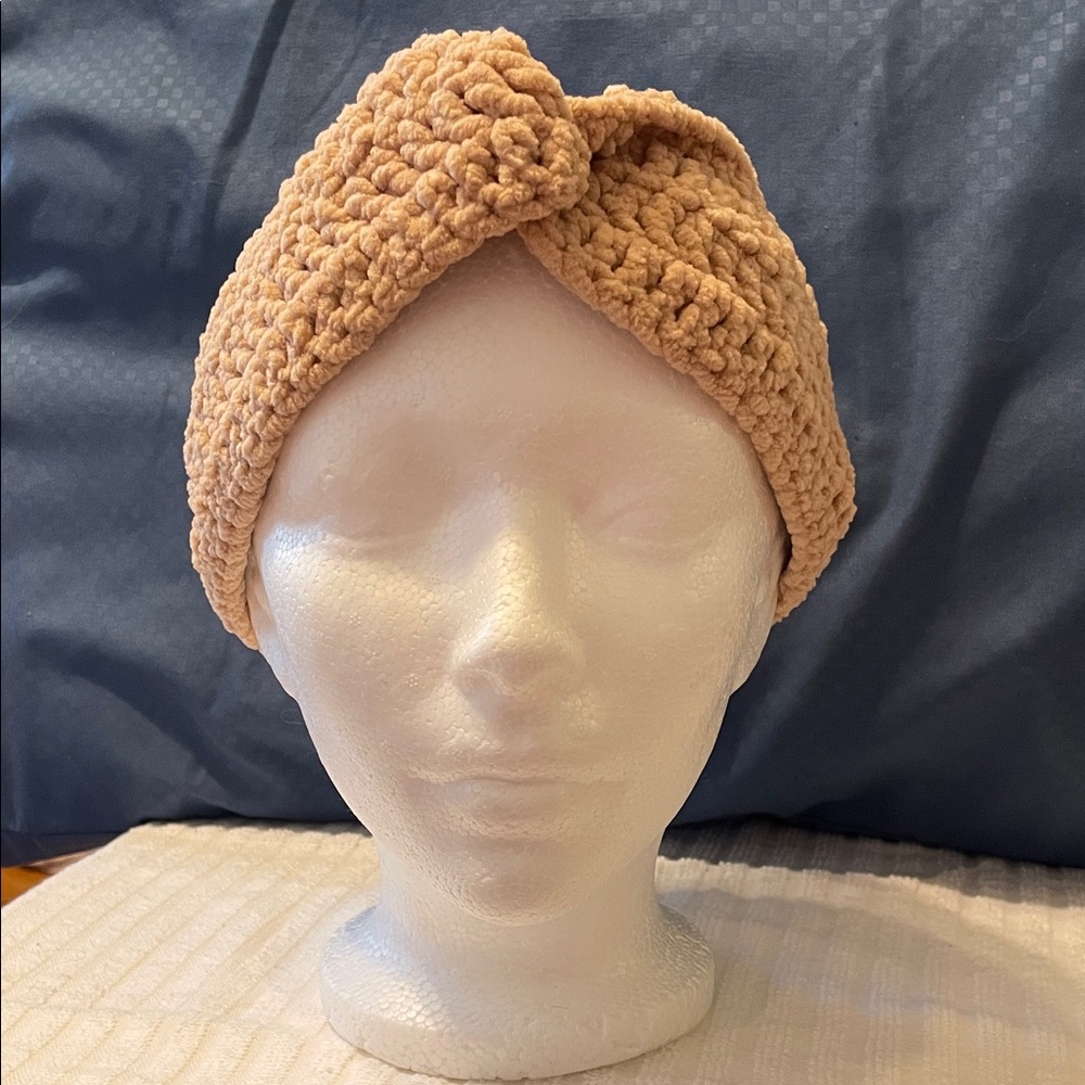 Cozy Tan Handmade Crocheted Headband